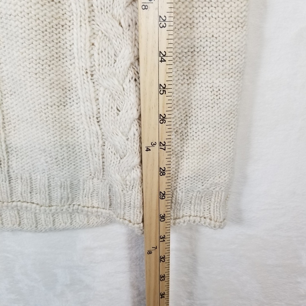 Prana Womens Cream Cable Knit Wool Blend Crew Neck Sweater Size Medium Oatmeal - Picture 6 of 7